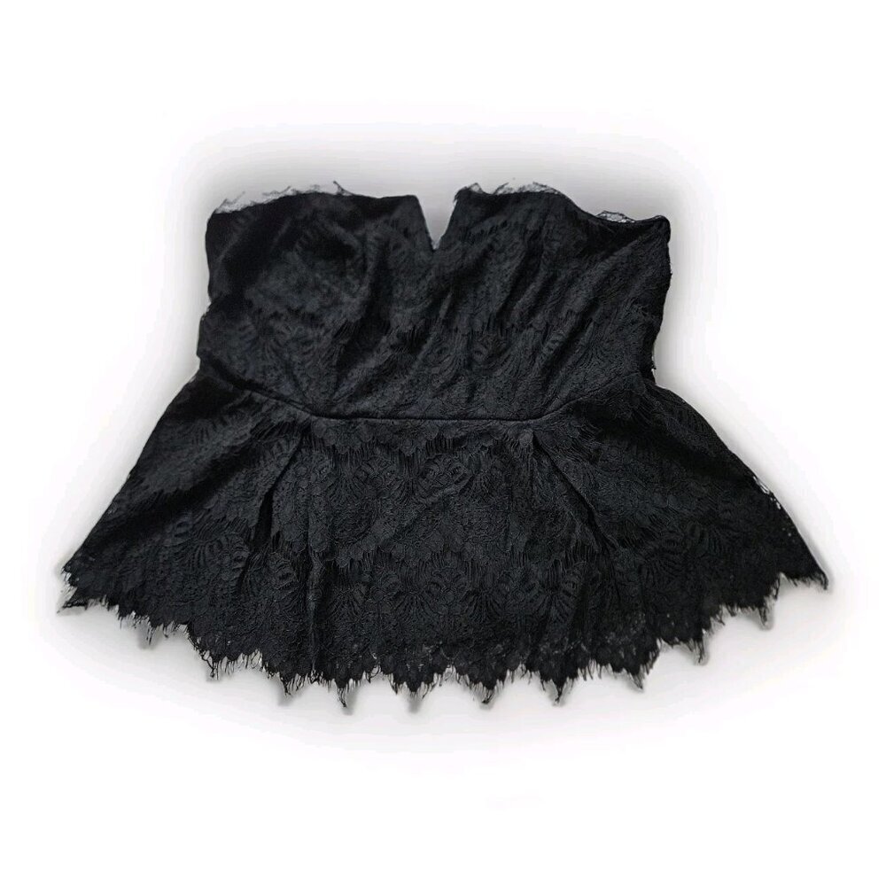 City Chic Top Womens L / 20 Black Lace Lined Corsette Peplum Goth Dark Romance